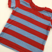 Blue & Red Stripe T-Shirt - Boys 9-12 Months