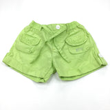 Lime Green Cotton Shorts with Frilly Pockets - Girls 6 Months