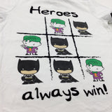'Heroes Always Win!' Batman & Joker White T-Shirt - Boys 3-4 Years