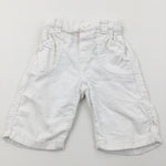 Flower Embroidered White Linen Trousers - Girls 6-9 Months