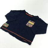 Patterned Print Pocket Navy Long Sleeve Top - Boys 9-12 Months