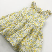 Lemons Yellow & White Cotton Sun/Party Dress - Girls 6-9 Months