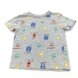Colourful Skateboarding Monsters Grey T-Shirt - Boys 5-6 Years