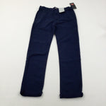 **NEW** Navy Trousers With Adjustable Waist - Boys 9 Years