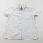 White Short Sleeve School Shirt with Velcro Top Button - Boys 5-6 Years