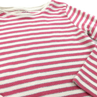 Sparkly Silver Thread, Pink & Cream Striped Long Sleeve Top - Girls 5-6 Years