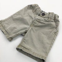 Beige Cotton Twill Shorts with Adjustable Waistband - Boys 9-12 Months