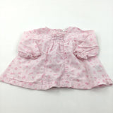 Flowers Pink Cotton Blouse - Girls 6-9 Months