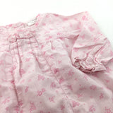 Flowers Pink Cotton Blouse - Girls 6-9 Months