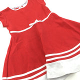 Red & White Short Sleeve Dress - Girls 3-4 Years