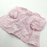 Flowers Pink Cotton Blouse - Girls 6-9 Months