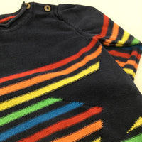 Star Colourful Striped Navy Lightweight Knitted Jumper - Boys 9-12 Months