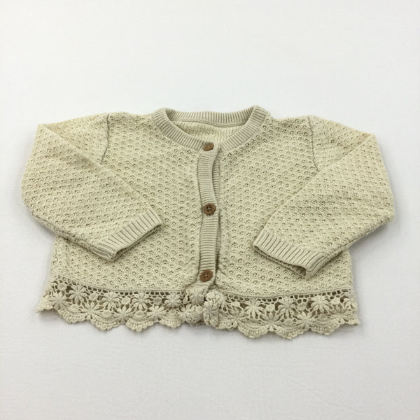 Pale Yellow Lightweight Knitted Cardigan - Girls 6-9 Months