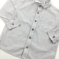 White & Grey Stripe Long Sleeve Shirt - Boys 2-3 Years