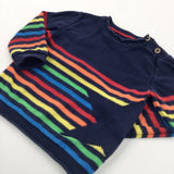 Star Colourful Striped Navy Lightweight Knitted Jumper - Boys 9-12 Months