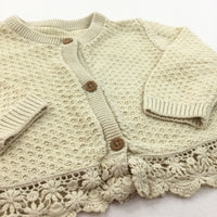 Pale Yellow Lightweight Knitted Cardigan - Girls 6-9 Months