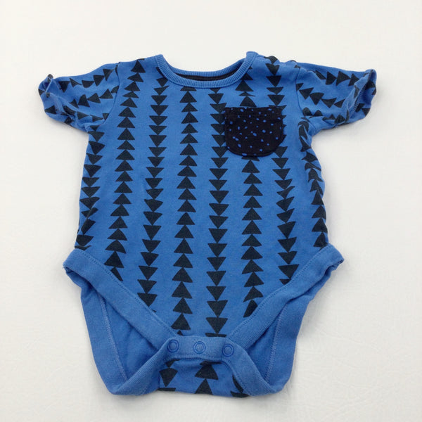 Triangles Black & Blue Short Sleeve Bodysuit - Boys 9-12 Months