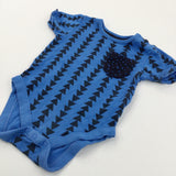 Triangles Black & Blue Short Sleeve Bodysuit - Boys 9-12 Months