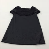 Black Velour Dress with Lacey Details - Girls 6-9 Months