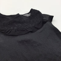 Black Velour Dress with Lacey Details - Girls 6-9 Months