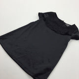 Black Velour Dress with Lacey Details - Girls 6-9 Months