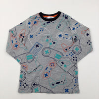 Gaming Controllers Grey Long Sleeve Top - Boys 8-9 Years