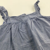 Blue Cotton Sleeveless Blouse - Girls 9-12 Months