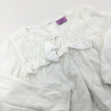 Tassle Front White Long Sleeve Tunic - Girls 9-12 Months