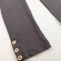 Charcoal Grey Leggings with Button Hems - Girls 6-7 Years