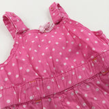 Spotty Pink Lightweight Cotton Short Dungarees - Girls 9-12 Months