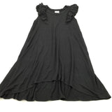 Frilly Sleeves Black Viscose Party Dress - Girls 7 Years