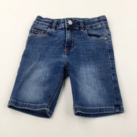 Mid Blue Denim Shorts with Adjustable Waistband - Boys 6-7 Years