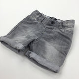 Grey Denim Shorts with Adjustable Waistband - Boys 9-12 Months