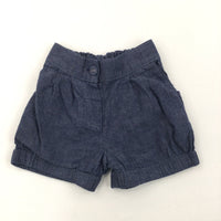 Blue Denim Look Shorts - Girls 9-12 Months