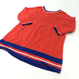 Orange, White & Navy Knitted Dress - Girls 3-6 Months