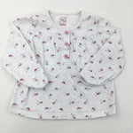 White Pink & Blue Long Sleeve Top - Girls 9-12 Months