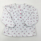 White Pink & Blue Long Sleeve Top - Girls 9-12 Months