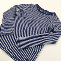 Navy & White Striped Long Sleeve Top - Girls 7 Years