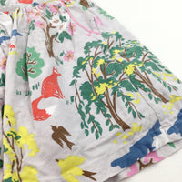 Colourful Trees & Animals Grey Lightweight Cotton Skirt - Girls 6-7 Years