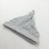 'Welcome Little One' Grey Knotted Jersey Hat - Boys 9-12 Months
