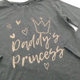 'Daddy's Princess' Glittery Grey Long Sleeve Top - Girls 6-7 Years