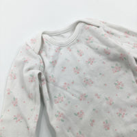 Flowery White Long Sleeve Bodysuit - Girls Newborn