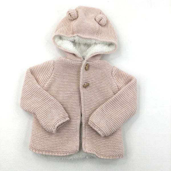 Pink Heavyweight Cardigan with Ears - Girls 9-12 Months