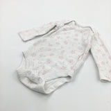 Flowery White Long Sleeve Bodysuit - Girls Newborn
