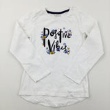'Positive Vibes' White Long Sleeve Top - Girls 8-9 Years