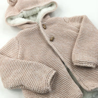 Pink Heavyweight Cardigan with Ears - Girls 9-12 Months