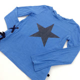 Sparkly Star Black & Blue Long Sleeve Top - Girls 8 Years