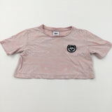 'Just Hype' Badge Pale Pink Cropped T-Shirt - Girls 7-8 Years