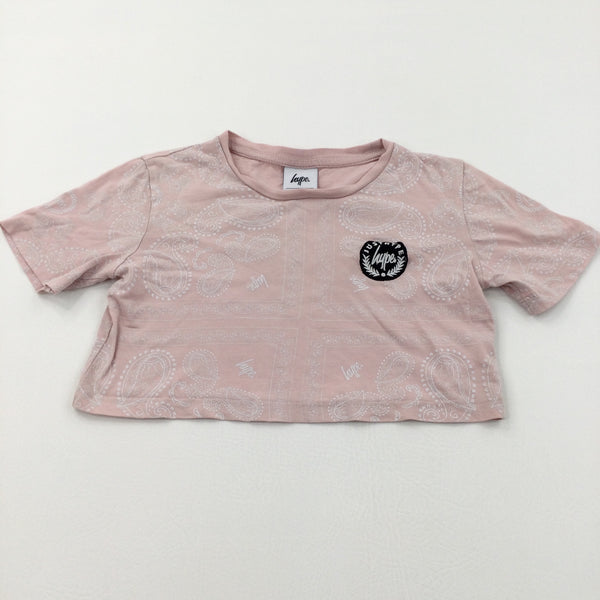 'Just Hype' Badge Pale Pink Cropped T-Shirt - Girls 7-8 Years