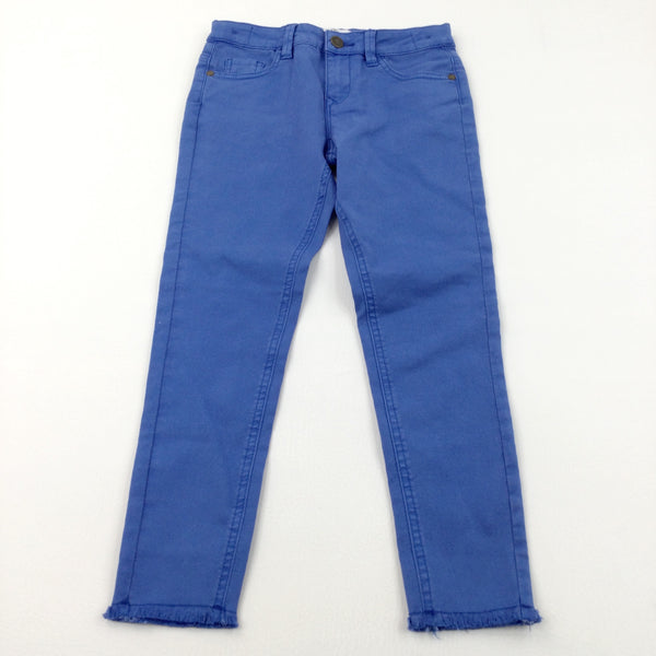 **NEW** Blue Cotton Twill Trousers with Adjustable Eaistband - Girls 7-8 Years